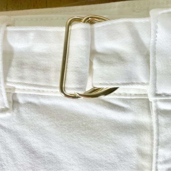 White House Black Market White Pants Wide Leg Sz 10P Zip Belt Office Career NWOT - Picture 3 of 13